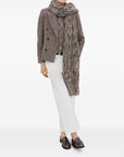 Brunello Cucinelli Brunello Cucinelli Virgin wool and silk mélange diagonal blazer with monili
