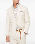 Brunello Cucinelli Brunello Cucinelli Linen, wool and silk diagonal deconstructed Cavallo blazer