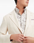 Brunello Cucinelli Brunello Cucinelli Linen, wool and silk diagonal deconstructed Cavallo blazer