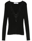 Self-Portrait Self-Portrait Lace-trimmed ribbed top