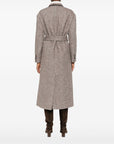 Brunello Cucinelli Brunello Cucinelli Coat in diagonal melange virgin wool and silk with belt and monili