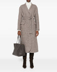 Brunello Cucinelli Brunello Cucinelli Coat in diagonal melange virgin wool and silk with belt and monili