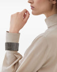 Brunello Cucinelli Brunello Cucinelli High-neck T-shirt in silk crêpe de Chine with Precious Bracelets