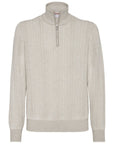 Brunello Cucinelli Brunello Cucinelli Herringbone twill zip-neck sweater