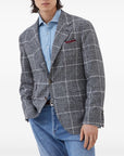 Brunello Cucinelli Brunello Cucinelli Alpaca and wool overcheck Prince of Wales deconstructed Cavallo blazer