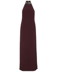 Brunello Cucinelli Brunello Cucinelli Halterneck dress in silk crêpe cady and acetate with Precious Beaded Collar