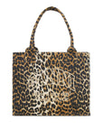 Ganni Ganni Leopard-print canvas tote bag