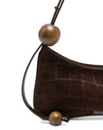 JACQUEMUS JACQUEMUS Le Bisou Perle crocodile-effect suede shoulder bag
