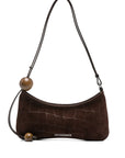 JACQUEMUS JACQUEMUS Le Bisou Perle crocodile-effect suede shoulder bag