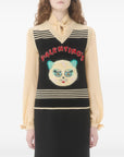 Valentino Valentino Cat-motif stripe-detail vest