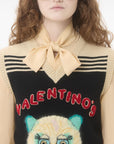 Valentino Valentino Cat-motif stripe-detail vest