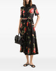 Dolce & Gabbana Dolce & Gabbana- floral-print belted midi dress in black cotton
