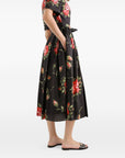 Dolce & Gabbana Dolce & Gabbana- floral-print belted midi dress in black cotton