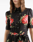 Dolce & Gabbana Dolce & Gabbana- floral-print belted midi dress in black cotton