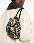 Ganni Ganni Leopard Small Nylon Bucky Backpack