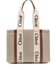 Chloé Chloé Woody Linen Tote Bag