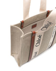 Chloé Chloé Woody Linen Tote Bag