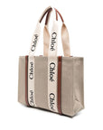 Chloé Chloé Woody Linen Tote Bag