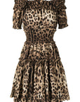 Dolce & Gabbana Dolce & Gabbana-leopard-print short dress in brown cotton poplin