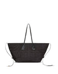 Balmain Balmain Track Tote Bag In Raffia And Calfskin