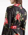Dolce & Gabbana Dolce & Gabbana-black silk floral-print belted shirt