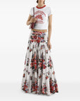 Dolce & Gabbana Dolce & Gabbana-Pleated tiered floral-print cotton-poplin midi skirt