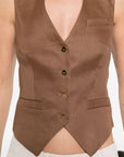 Elisabetta Franchi Elisabetta Franchi V-neck button fastening pockets Linen blend vest