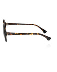 Frankie Morello Chic Black Turtle Pattern Round Sunglasses