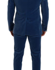 Dolce & Gabbana Elegant Velvet Blue Slim Fit Suit