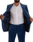 Dolce & Gabbana Elegant Velvet Blue Slim Fit Suit