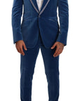 Dolce & Gabbana Elegant Velvet Blue Slim Fit Suit
