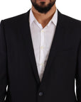 Dolce & Gabbana Elegant Navy Slim Fit Wool Silk Two-Piece Suit