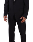 Dolce & Gabbana Elegant Navy Slim Fit Wool Silk Two-Piece Suit