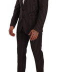 Dolce & Gabbana Elegant Maroon Striped Slim Fit Suit