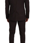Dolce & Gabbana Elegant Maroon Striped Slim Fit Suit