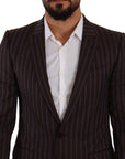 Dolce & Gabbana Elegant Maroon Striped Slim Fit Suit
