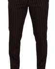 Dolce & Gabbana Elegant Maroon Striped Slim Fit Suit