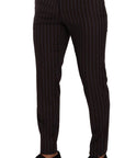 Dolce & Gabbana Elegant Maroon Striped Slim Fit Suit