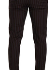 Dolce & Gabbana Elegant Maroon Striped Slim Fit Suit