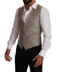 Dolce & Gabbana Elegant Single Breasted Dress Vest in Beige