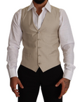 Dolce & Gabbana Beige Cotton Silk Formal Dress Vest