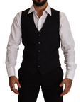 Dolce & Gabbana Elegant Blue Striped Dress Vest