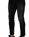 Dolce & Gabbana Sleek Striped Black Slim Fit Denim