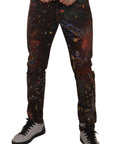 Dolce & Gabbana Multicolor Painted Skinny Denim Jeans