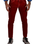 Dolce & Gabbana Ravishing Red Slim Fit Designer Jeans