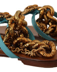 Dolce & Gabbana Chic Gladiator Flats with Heart Devotion Detail