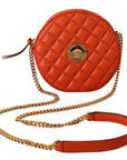 Versace Elegant Round Nappa Leather Crossbody Bag
