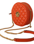 Versace Elegant Round Nappa Leather Crossbody Bag