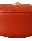 Versace Elegant Round Nappa Leather Crossbody Bag
