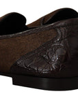 Dolce & Gabbana Elegant Brown Caiman Leather Loafers